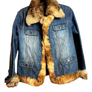 MODA Mojo Jean Jacket With Rabbit Hair